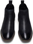 Jousen Men's Chelsea Boots Leather Casual Mens Chukka Boots Retro Elastic Ankle Dress Boots for Men (AMY8154 Black 13)