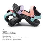 vibdiv Girls Sandals Kids Adjustable Strap Lightweight Sport Sandals Beach Outdoor Shoes for Girls Orange Purple Little Kid Size 11