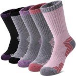 MQELONG Merino Wool Socks for Women Hiking Thermal Winter Thick Warm Cozy Boot Socks (Multicolor 5 Pairs)