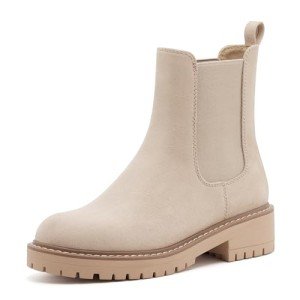 vodvob Women's Chelsea Boots Fashion Slip On Ankle Booties Casual Elastic Chunky Block Booties