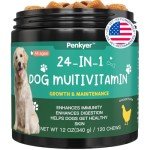 Multivitamin Chews for Dogs Vitamins Supplements Treats with Glucosamine Chondroitin for Dog Immunity Mobility Energy Heart Health Pet Skin and Coat Allergy Hip Joint Support Gut Digestion 120 Counts