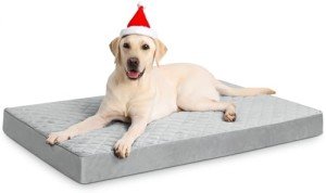 NUPIDA Orthopedic XL Dog Beds Large Sized Dog Waterproof Dog Bed with Removable Washable Cover and Non-Slip Bottom, Quilting Dog Bed for Crate, 41x27 Inch, Light Gray