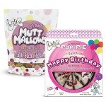 The Lazy Dog Cookie Co. Original Pup-Pie Happy Birthday for A Darling Girl Dog Biscuits, 6 in, 5 oz, & Mutt Mallows Maple Bacon Kissies Soft Baked Treats, 5 oz, Wheat-Free, Baked in The USA