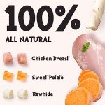 ASMPET Dog Treats for Medium Dogs, Chicken Jerky Wrapped Rawhide Sweet Potato Dog Chews Long Lasting High Protein Low Fat Healthy Grain-Free Chicken Jerky Dog Treats Large Breed Small Dogs（6pcs）