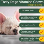 Multivitamin Chews for Dogs Vitamins Supplements Puppy Treats with Glucosamine Chondroitin for Dog Immunity Mobility Energy Heart Health Pet Skin and Coat Allergy Hip Joint Support Gut Digestion