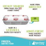 Raw Paws Signature Blend Pet Food for Dogs & Cats - Beef Recipe, 1-lb Rolls (10 Pack) - Fresh Pet Food Made in USA, Grass-Fed Beef Dog Food Log, Natural Dog Food Rolls, Raw Frozen Dog Food & Cat Food
