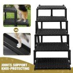 Heeyoo Dog Stairs for Car - Foldable Dog Ramps for Large Dogs with Non Slip Surface, Portable Dog Steps for Cars and SUV, Truck, Support Up to 200 Lbs