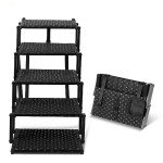Heeyoo Dog Stairs for Car - Foldable Dog Ramps for Large Dogs with Non Slip Surface, Portable Dog Steps for Cars and SUV, Truck, Support Up to 200 Lbs