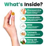 Hemp Hip and Joint Supplement for Dogs - Glucosamine for Dogs - 170 Dog Joint Pain Relief Treats - Chondroitin, MSM, Hemp Oil - Advanced Dog Joint Supplement Health - Mobility Support Chews