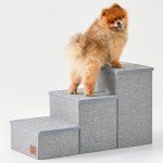 ChiXnuggle Dog Stairs for Bed and Couch - 17" H, 3 Step Portable Dog Steps with Detachable Mats & Storage, Foldable Pet Steps for Small Medium or Large Dogs Puppy, Grey