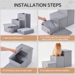 ChiXnuggle Dog Stairs for Bed and Couch - 17" H, 3 Step Portable Dog Steps with Detachable Mats & Storage, Foldable Pet Steps for Small Medium or Large Dogs Puppy, Grey