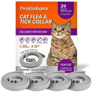 ProElobara Cat Flea Tick Prevention Collar: Nature Flea Collar for Cats Fleas Repellent Collars - Safe Tick Prevention Collars for Cats Ticks Control for Kitten - 4 Pack 24 Month Protection