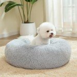 Cozy Round Dog Bed for Small Pets, Gray