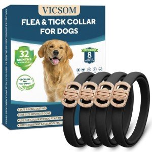 Flea Collar for Dogs, 4 Pack Dog Flea and Tick Collar 32 Months Flea and Tick Treatment Collar for Dog, Waterproof Adjustable Dog Flea and Tick Prevention for Small Medium Large Dog Puppy, Black