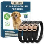Flea Collar for Dogs, 4 Pack Dog Flea and Tick Collar 32 Months Flea and Tick Treatment Collar for Dog, Waterproof Adjustable Dog Flea and Tick Prevention for Small Medium Large Dog Puppy, Black