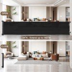 Rengue 140 Inch Retractable Baby Gates, Extra Wide Baby Gates for Large Openings, Mesh Dog Gate Retractable, Safety Gates for Kids or Pets, Extra Long Baby Gates for Stairs Doorway (Black, 140 ")