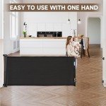 Rengue 140 Inch Retractable Baby Gates, Extra Wide Baby Gates for Large Openings, Mesh Dog Gate Retractable, Safety Gates for Kids or Pets, Extra Long Baby Gates for Stairs Doorway (Black, 140 ")