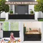 Rengue 140 Inch Retractable Baby Gates, Extra Wide Baby Gates for Large Openings, Mesh Dog Gate Retractable, Safety Gates for Kids or Pets, Extra Long Baby Gates for Stairs Doorway (Black, 140 ")