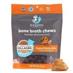 Shameless Pets Dog Training Treats, Bone Broth Chews (Peanut Butter Bliss) - Natural & Healthy Puppy Dog Treats - Soft Training Treats for Dogs with Naturally Occurring Collagen - Medium Dog Treats