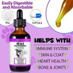 15 in 1 Dog Multivitamin Drops for Dogs - Dog Vitamins & Supplements Natural Dog Multivitamins and Minerals - Glucosamine, MSM for Skin & Coat, Heart Health, Bones, Joint, Immune System Support