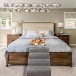 4 Steps Dog Stairs for Small Dogs, 18.5 inch High Pet Stairs, 30D Foam Dog Dtairs & Steps, Curved Steps and Small Step Angle Protect Your Pet's Joints, Dog Ramp for Bed，with Non-Slip Bottom, Grey