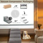 4 Steps Dog Stairs for Small Dogs, 18.5 inch High Pet Stairs, 30D Foam Dog Dtairs & Steps, Curved Steps and Small Step Angle Protect Your Pet's Joints, Dog Ramp for Bed，with Non-Slip Bottom, Grey