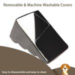 4 Steps Dog Stairs for Small Dogs, 18.5 inch High Pet Stairs, 30D Foam Dog Dtairs & Steps, Curved Steps and Small Step Angle Protect Your Pet's Joints, Dog Ramp for Bed，with Non-Slip Bottom, Grey