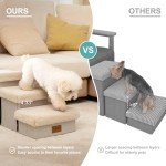 COZY KISS Pet Stair for Small Dogs with Storage, 9.6" H Foldable Dog Ramp with Soft Leakproof Cover, Older Cat Steps for Chair Couch Sofa, Lightweight, Comfort, 19.7x13x9.6 inch, Beige, 2 Tiers