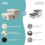 COZY KISS Pet Stair for Small Dogs with Storage, 9.6" H Foldable Dog Ramp with Soft Leakproof Cover, Older Cat Steps for Chair Couch Sofa, Lightweight, Comfort, 19.7x13x9.6 inch, Beige, 2 Tiers