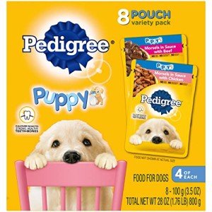 Pedigree Puppy Soft Wet Dog Food 8-Count Variety Pack, 3.5 Oz Pouches, 8 Count (Pack of 1)