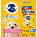 Pedigree Puppy Soft Wet Dog Food 8-Count Variety Pack, 3.5 Oz Pouches, 8 Count (Pack of 1)