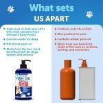 Omega 3 Fish Oil for Dogs - Better Than Salmon Oil for Dogs - Dog Fish Oil - Fish Oil Liquid for Pets EPA DHA - Skin and Coat Food Supplement for Dogs - Allergy, Itch, Shedding, Dry Skin, Joints