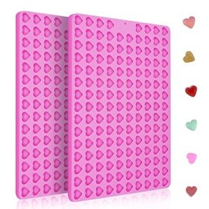 Mini Heart Silicone Mold, 2 PCS Dog Treat Molds, 296 Cavity Non-Stick Gummy Bear Mold for Chocolate, Fondant, Candy, Biscuits, Cookie, Jelly and Dog Training Commands Concept