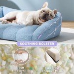 Lesure Orthopedic Dog Bed Sofa for Large Dogs, Waterproof Dog Couch with Removable Washable Cover, Cute Aesthetic Pet Sofa Couch with Egg Crate Foam(35" x 25" x 10.5", Blue)
