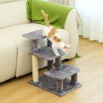 Woochpet Pet Stairs,Cat Scratching Post Cat Steps for High Beds or Sofas,Designed for Indoor Small Cats, Kittens and Dogs, 3 Steps