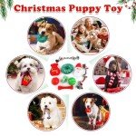 HOHOM Christmas Dog Toys, 9 Pack Luxury Puppy Chew Toy, Cotton Squeaky Plush Toys for Small Dogs, Durable Interactive Rope Treat Dog Ball and Bones, Rubber Teething Toys for Puppies Dogs