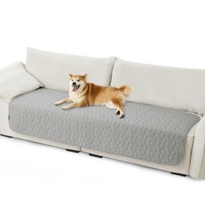 Bedsure 100% Waterproof Couch Cover for Dogs Washable - Non Slip Waterproof Dog Blanket for Couch Sofa, Lightweight Furniture Protector Durable for Pet Cat Puppy with Non-Slip Bottom, Grey, 30x85IN