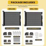 HomeHarbor 2-in-1 Retractable Baby Gates - Premium Punch Free and Drilling Both, Retractable Dog Gate 33" Tall 55" Wide - Mesh Baby Gate for Doorways, Stairs, Hallways, Indoor & Outdoor - Black