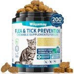 Woyamay Flea Treatment for Cats, 200 Treats Flea and Tick Prevention for Cats Chewables, Natural Cat Flea and Tick Treatment Pills Daily Oral Flea Supplement, Kitten Cat Flea Treatment, Chicken Flavor