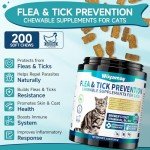 Woyamay Flea Treatment for Cats, 200 Treats Flea and Tick Prevention for Cats Chewables, Natural Cat Flea and Tick Treatment Pills Daily Oral Flea Supplement, Kitten Cat Flea Treatment, Chicken Flavor