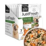 JustFoodForDogs JustFresh Home-Cooked Chicken Dog Food with No Preservatives, Resealable Packaging, Human Grade Wet Dog Food, 12 oz - 7 Pack