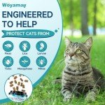 Woyamay Flea Treatment for Cats, 200 Treats Flea and Tick Prevention for Cats Chewables, Natural Cat Flea and Tick Treatment Pills Daily Oral Flea Supplement, Kitten Cat Flea Treatment, Chicken Flavor