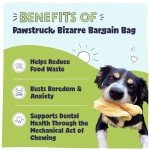 Pawstruck Bizarre Bargain Bag Assorted Natural Dog Chew Treats - Animal Ears, Jerky, Bones, Hooves, Beef Straps - Long Lasting Rawhide Alternative for Chewers All Breeds - 1 lb - Packaging May Vary