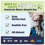 Pawstruck Bizarre Bargain Bag Assorted Natural Dog Chew Treats - Animal Ears, Jerky, Bones, Hooves, Beef Straps - Long Lasting Rawhide Alternative for Chewers All Breeds - 1 lb - Packaging May Vary