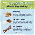 Pawstruck Bizarre Bargain Bag Assorted Natural Dog Chew Treats - Animal Ears, Jerky, Bones, Hooves, Beef Straps - Long Lasting Rawhide Alternative for Chewers All Breeds - 1 lb - Packaging May Vary