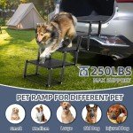 PetRuna Extra Wide Dog Stairs for Car, Foldable Dog Ramp for Car with Non-Slip Surface, Portable Dog Stairs Lightweight Dog Steps for Cars and SUV, High Beds, Truck, Supports up to 250 lbs, 4 Steps