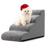 COZY KISS Dog Stairs for Small Dogs 19.7" H, Pet Step with Leakproof Cover, High Density Foam Cat Ramp for Bed, Couch or Sofa, Lightweight, Durable, Comfort, 15.7x28.3x19.7 inch, 4 Tiers, Grey