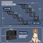 PetRuna Extra Wide Dog Stairs for Car, Foldable Dog Ramp for Car with Non-Slip Surface, Portable Dog Stairs Lightweight Dog Steps for Cars and SUV, High Beds, Truck, Supports up to 250 lbs, 4 Steps