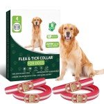4 Pack Flea and Tick Collar for Dogs- Adjustable Dog Flea and Tick Collar- 32 Months Dog Flea and Tick Treatment - Water Resistant Dog Flea Collars for Puppy Small Medium Large Dog- Red & White