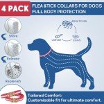 4 Pack Flea and Tick Collar for Dogs- Adjustable Dog Flea and Tick Collar- 32 Months Dog Flea and Tick Treatment - Water Resistant Dog Flea Collars for Puppy Small Medium Large Dog- Red & White